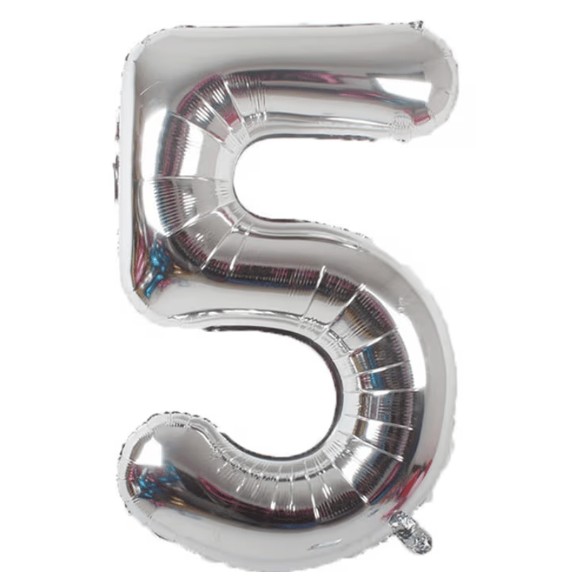 5 Gümüş Rakam Folyo Balon