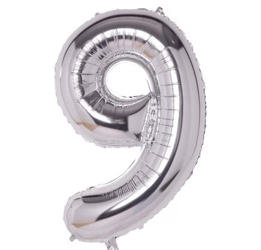 9 Gümüş Rakam Folyo Balon