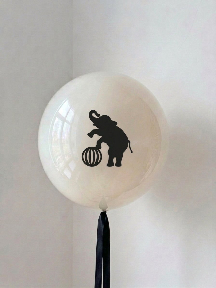 BALON ÜZERİNE SİYAH FİL TEMALI BASKI