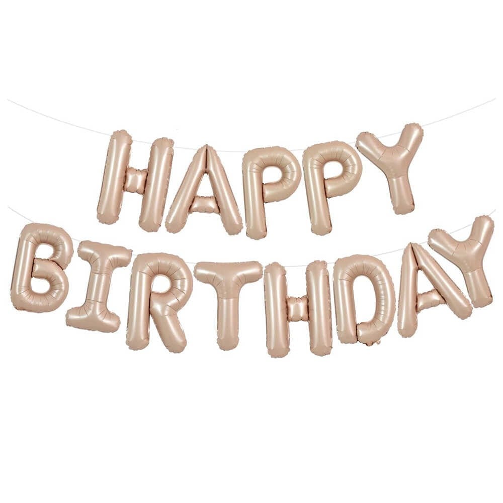 Bej Happy Birthday Yazılı Folyo Balon