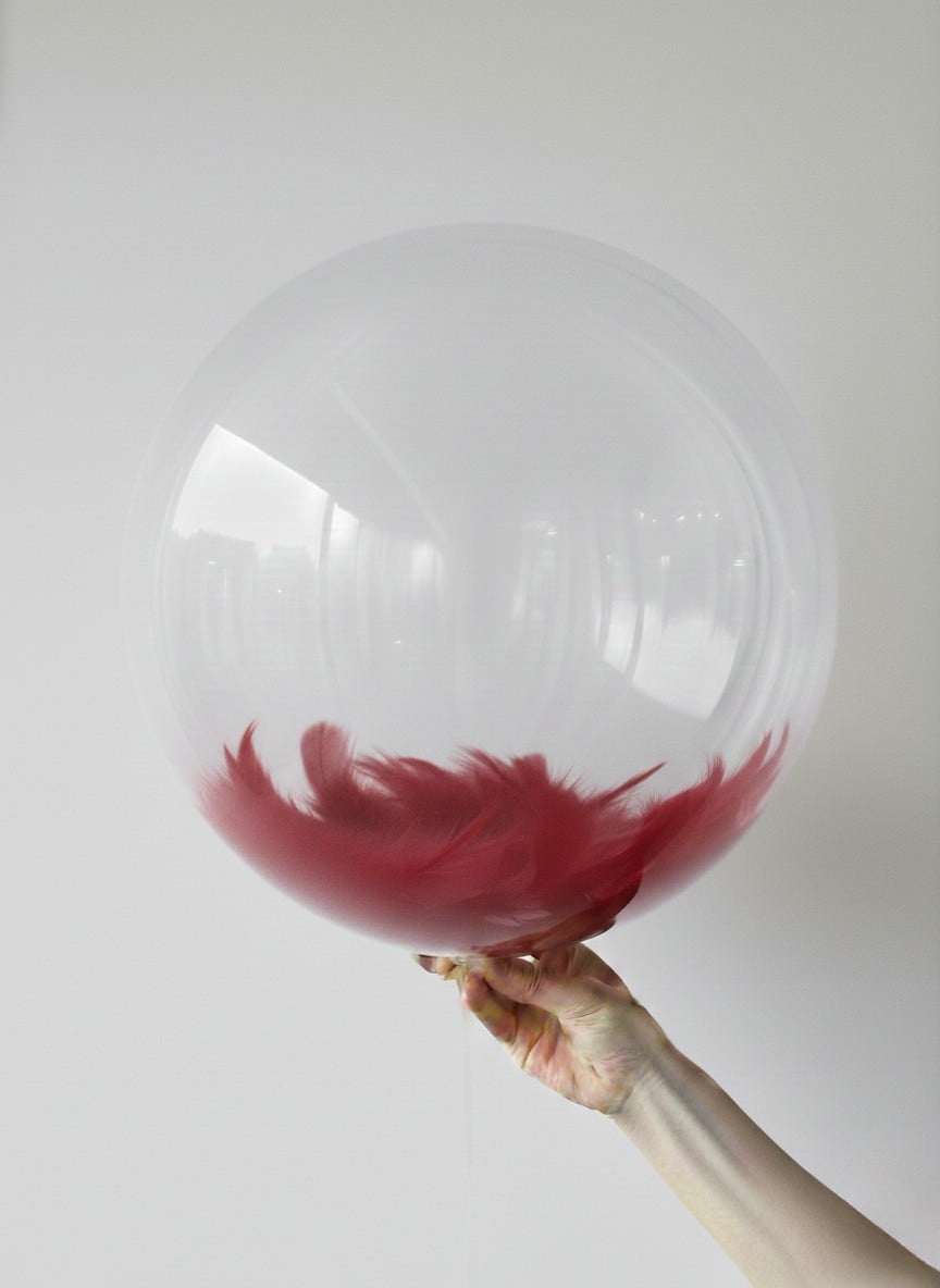 Bordo Tüylü Şeffaf Balon