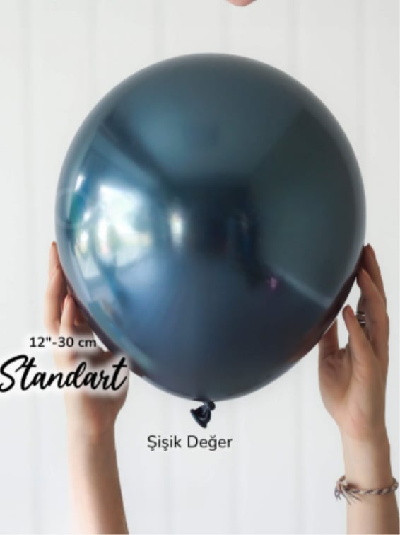 Gece Mavisi Krom Balon (5 Adet)