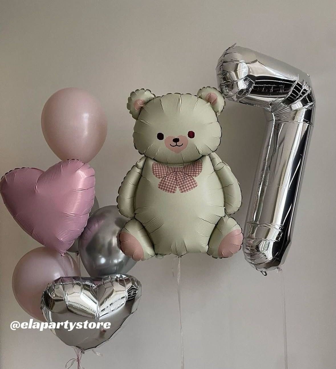 GÜMÜŞ RAKAM EKRU SEVİMLİ AYI BALON KONSEPT