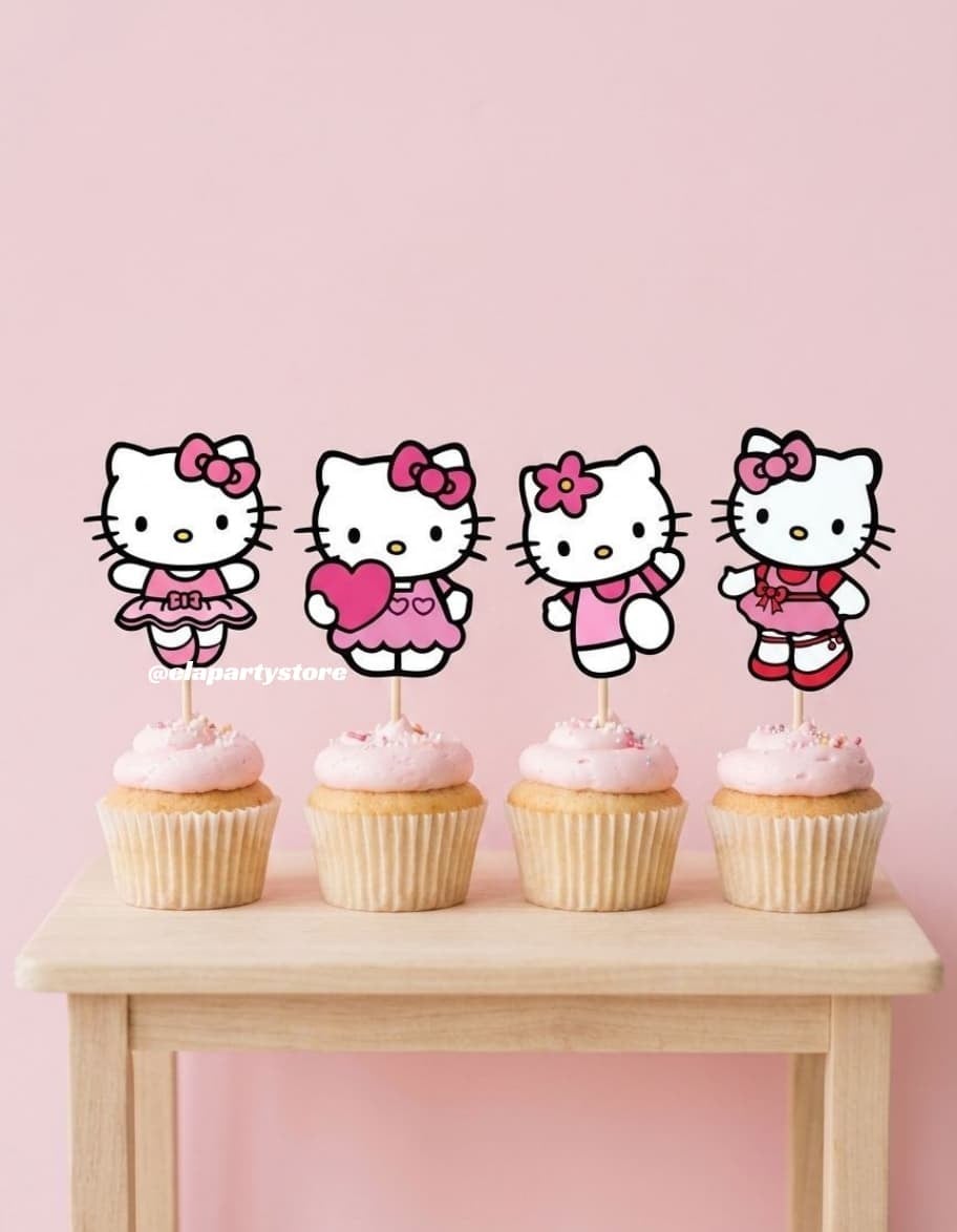 Hello Kitty Temalı Kürdan Süs Topper (8 Adet)