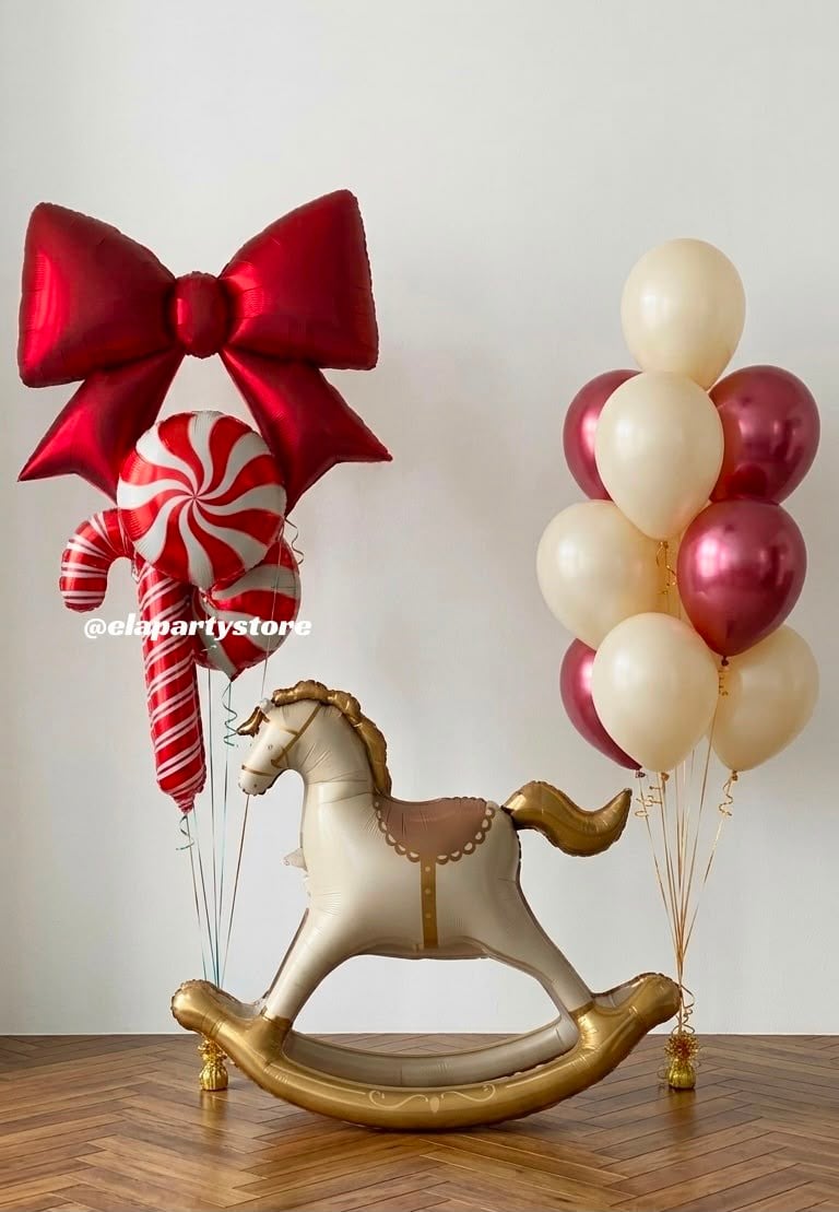 KIRMIZI BÜYÜLÜ SALLANAN AT FOLYO BALON KONSEPT