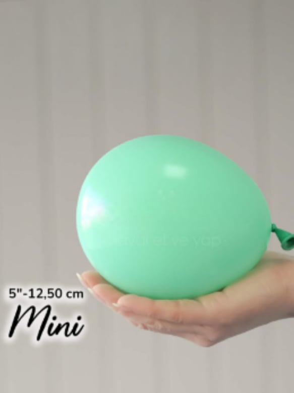 Küçük Makaron Su Yeşili Balon (10 Adet)