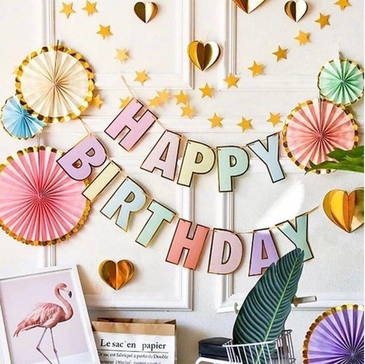Makaron Harf Happy Birthday Banner