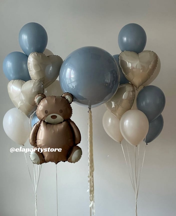 MAVİLİ RETRO AYI FOLYO BALON KONSEPT