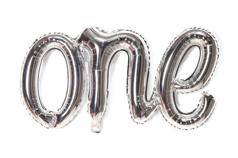One Yazılı Gümüş Folyo Balon