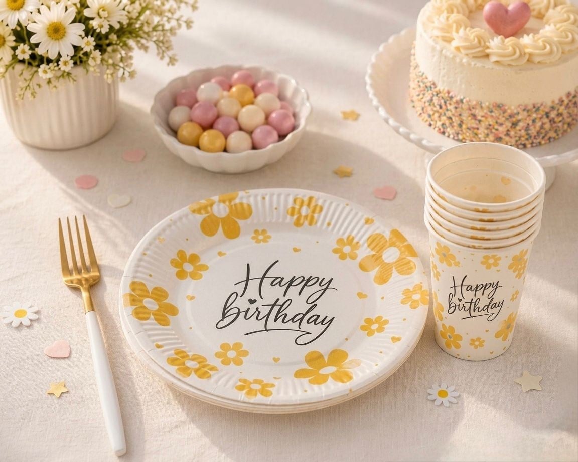 Papatya Temalı Tabak Bardak Set 8 Li