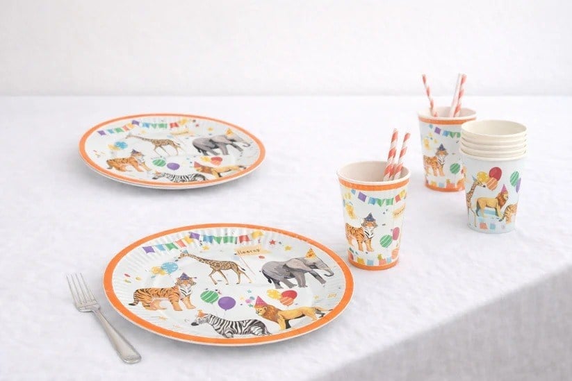 Parti Hayvanları Safari Karton Tabak Bardak Set 8'li