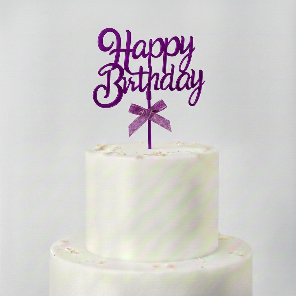 Pasta Çubuk Happy Birthday Mor