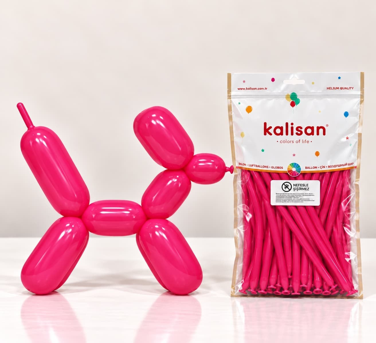 Pastel Fuşya Sosis Balon (5 Adet)