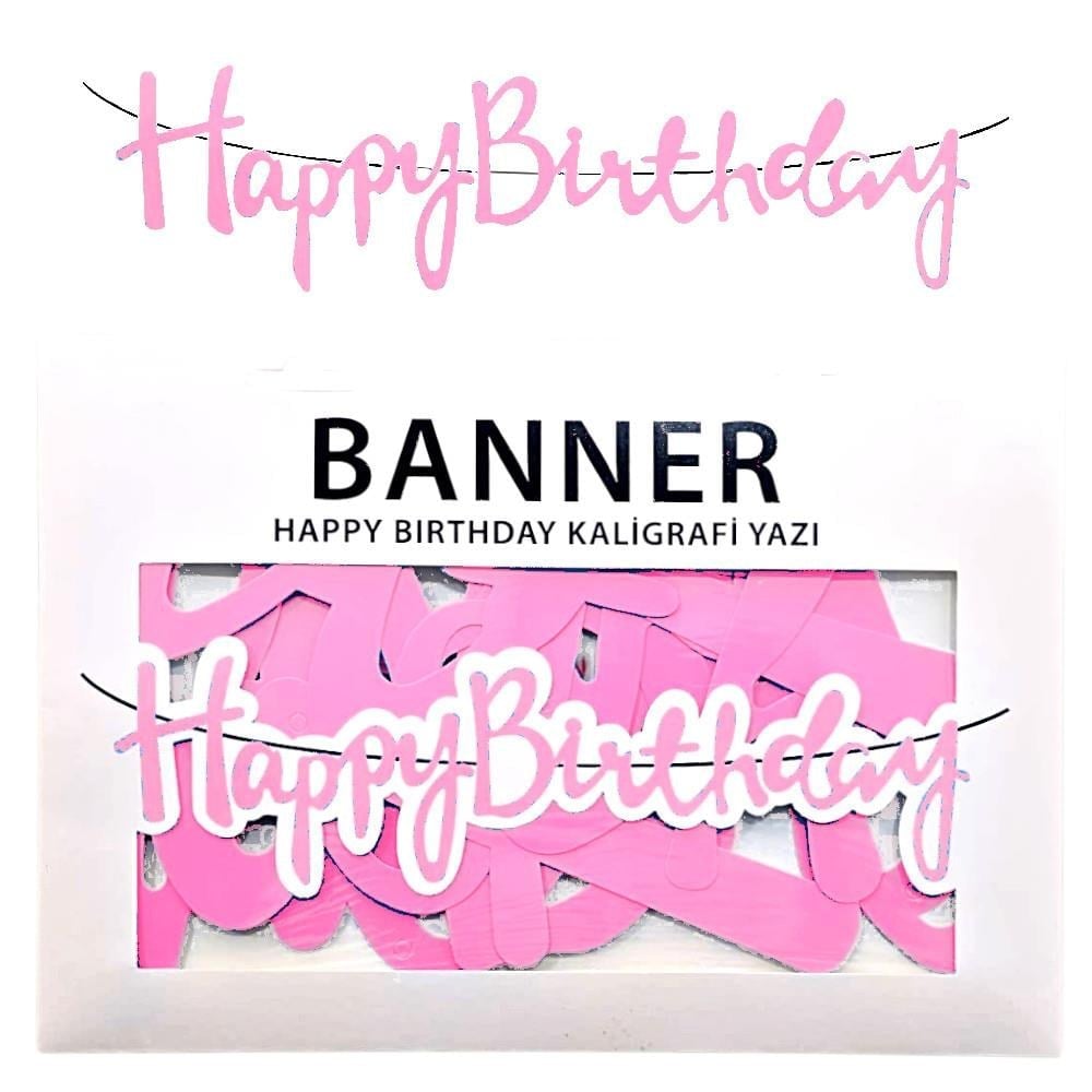 Pembe Happy Birthday Banner
