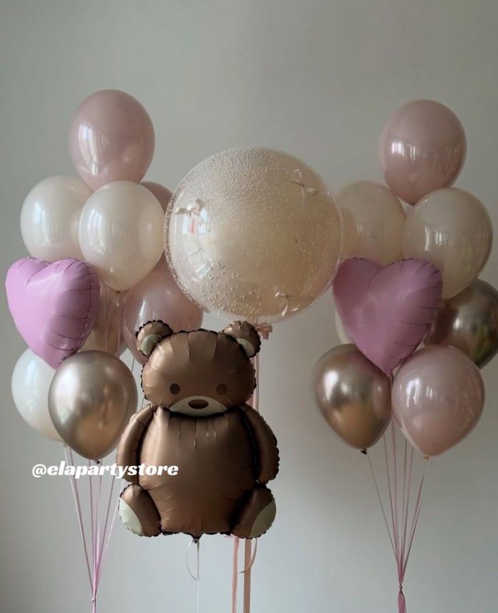 PEMBE KALP RETRO AYI FOLYO BALON KONSEPT