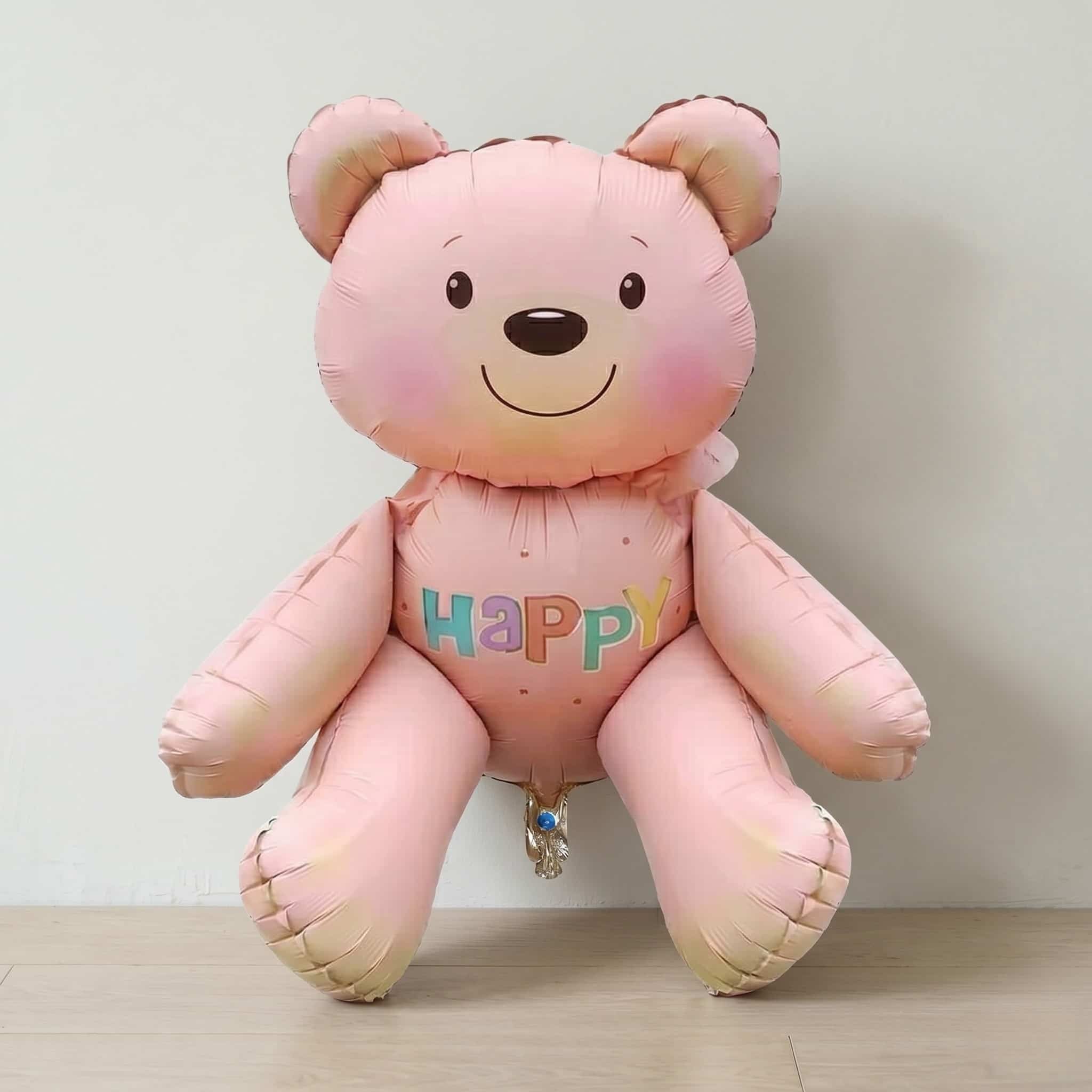 Pembe Oturan Ayı Folyo Balon