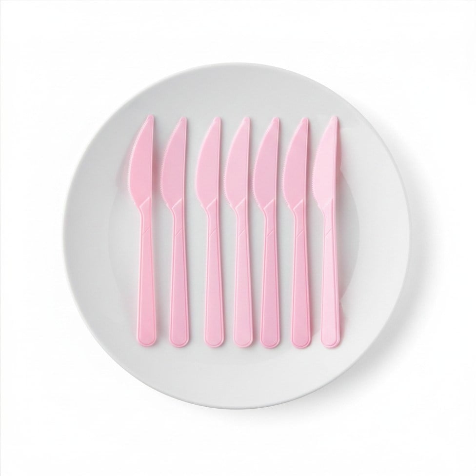 Plastik Pembe Bıçak 25 Li