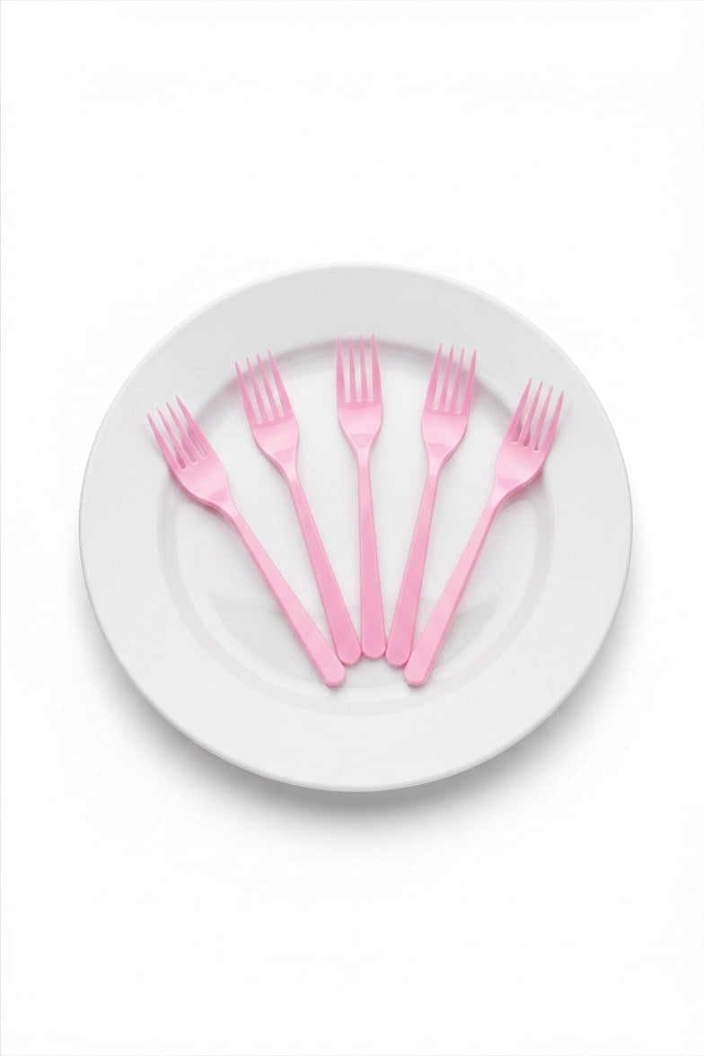 Plastik Pembe Çatal (25 Adet)