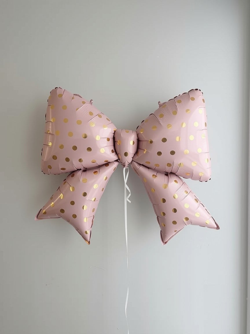 Puantiyeli Pembe Fiyonk Folyo Balon
