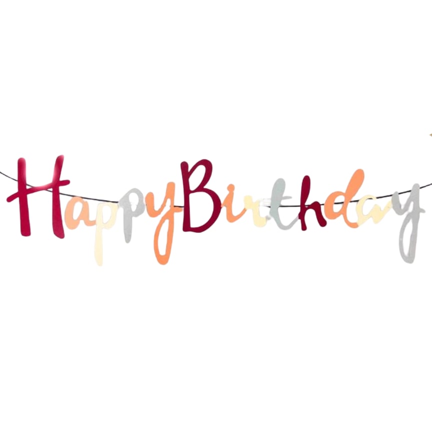 Retro İtalik Kaligrafi Happy Birthday yazı
