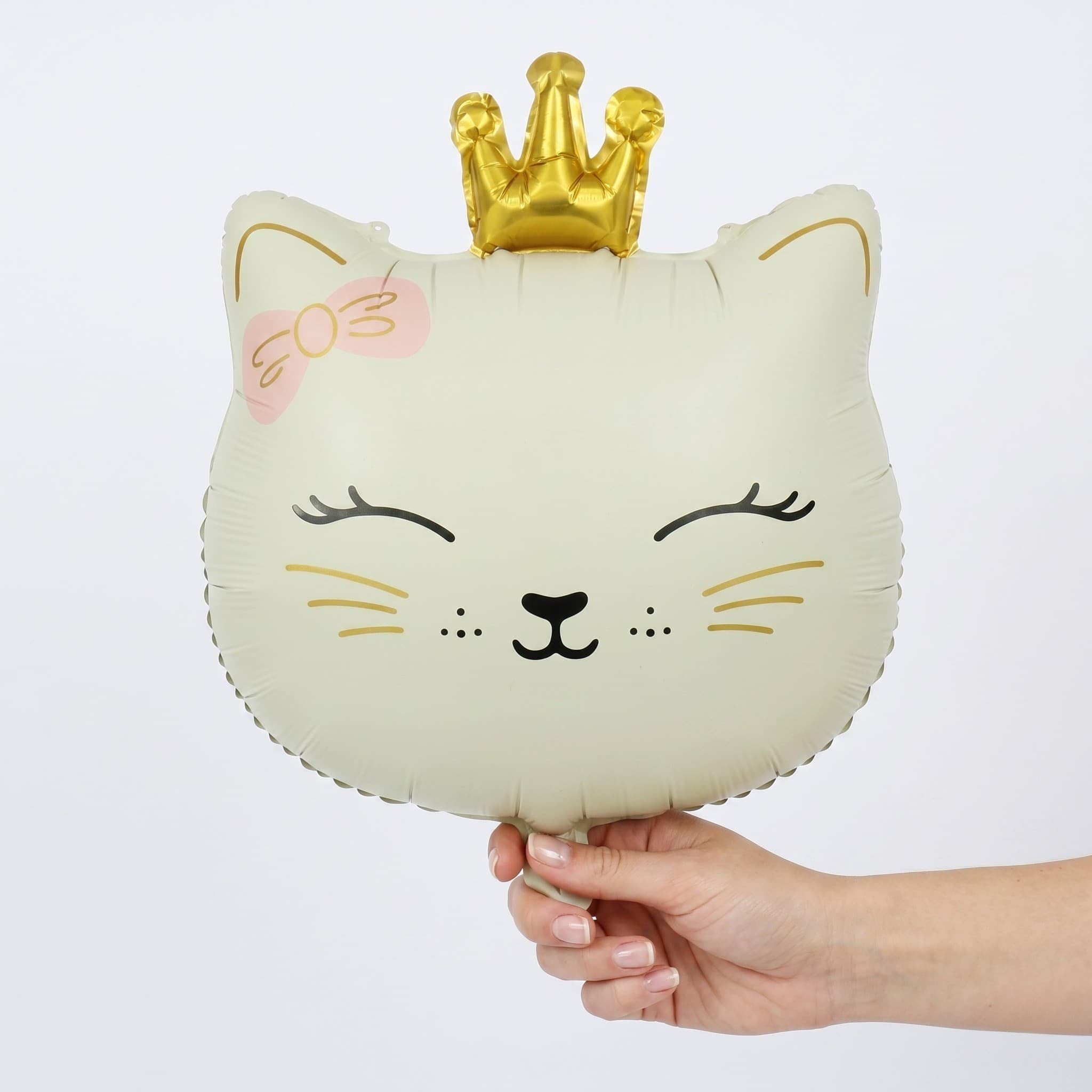 Retro Kedi Krem Kafa Folyo Balon
