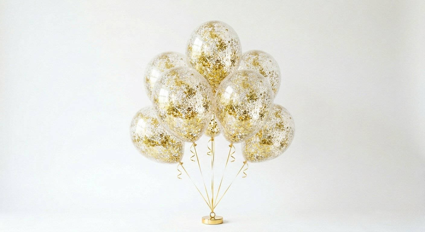 Şeffaf Gold Simli Balon (10 Adet)