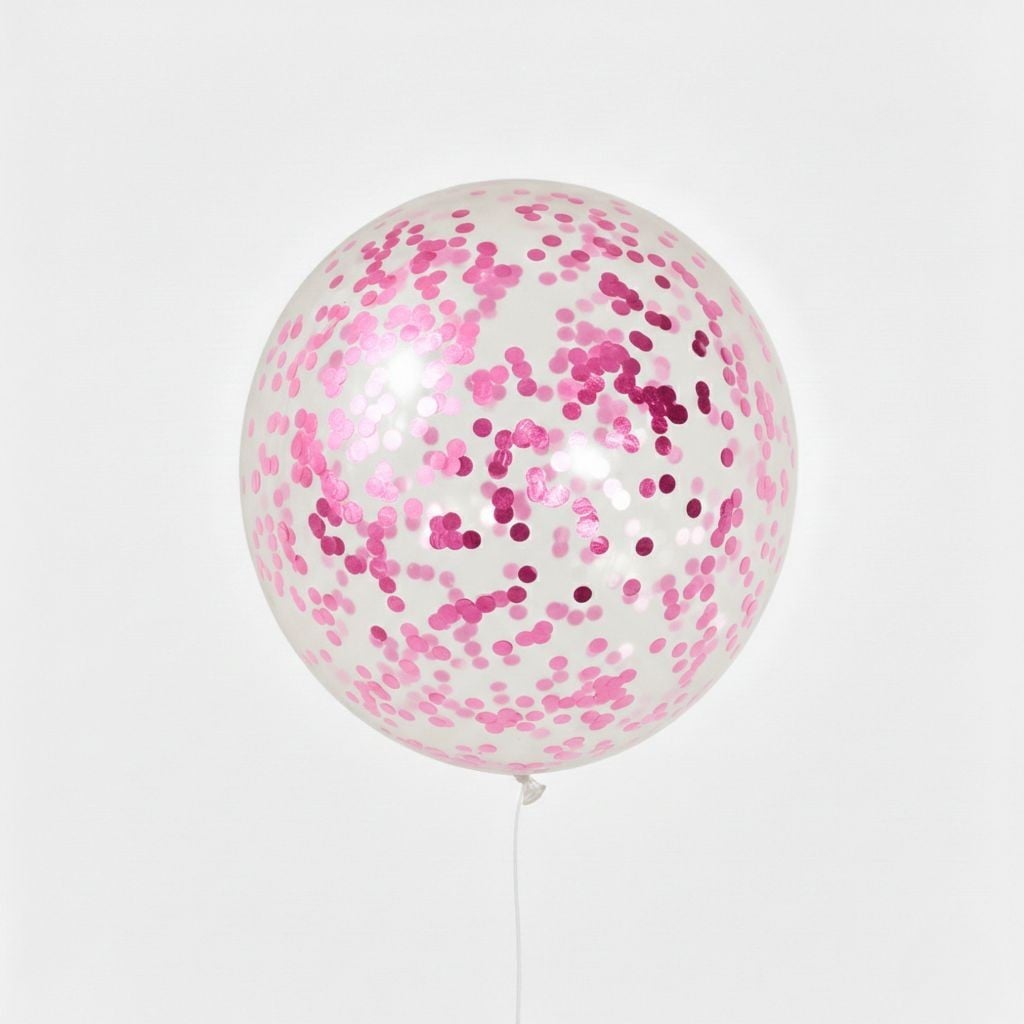 Şeffaf Pembe Konfetili Balon 10'lu