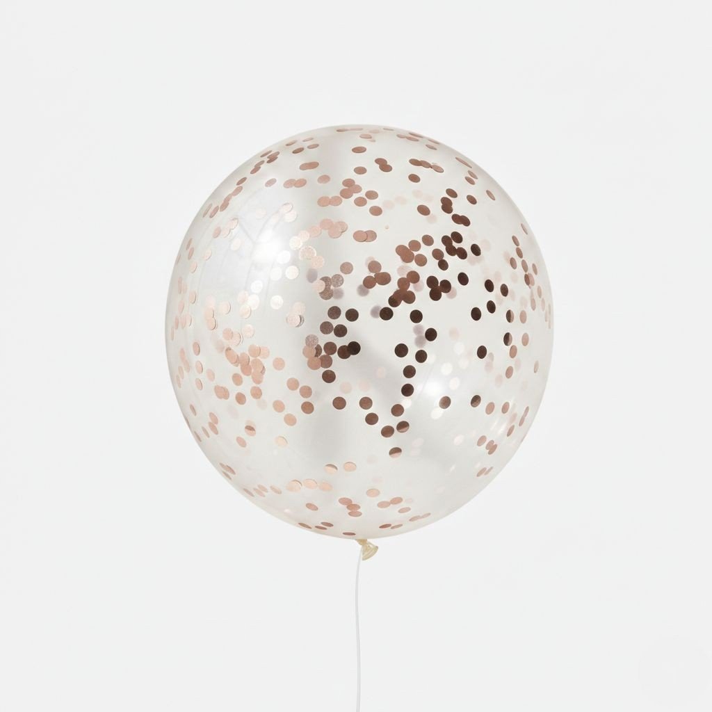 Şeffaf Rosegold Konfetili Balon 10 Adet