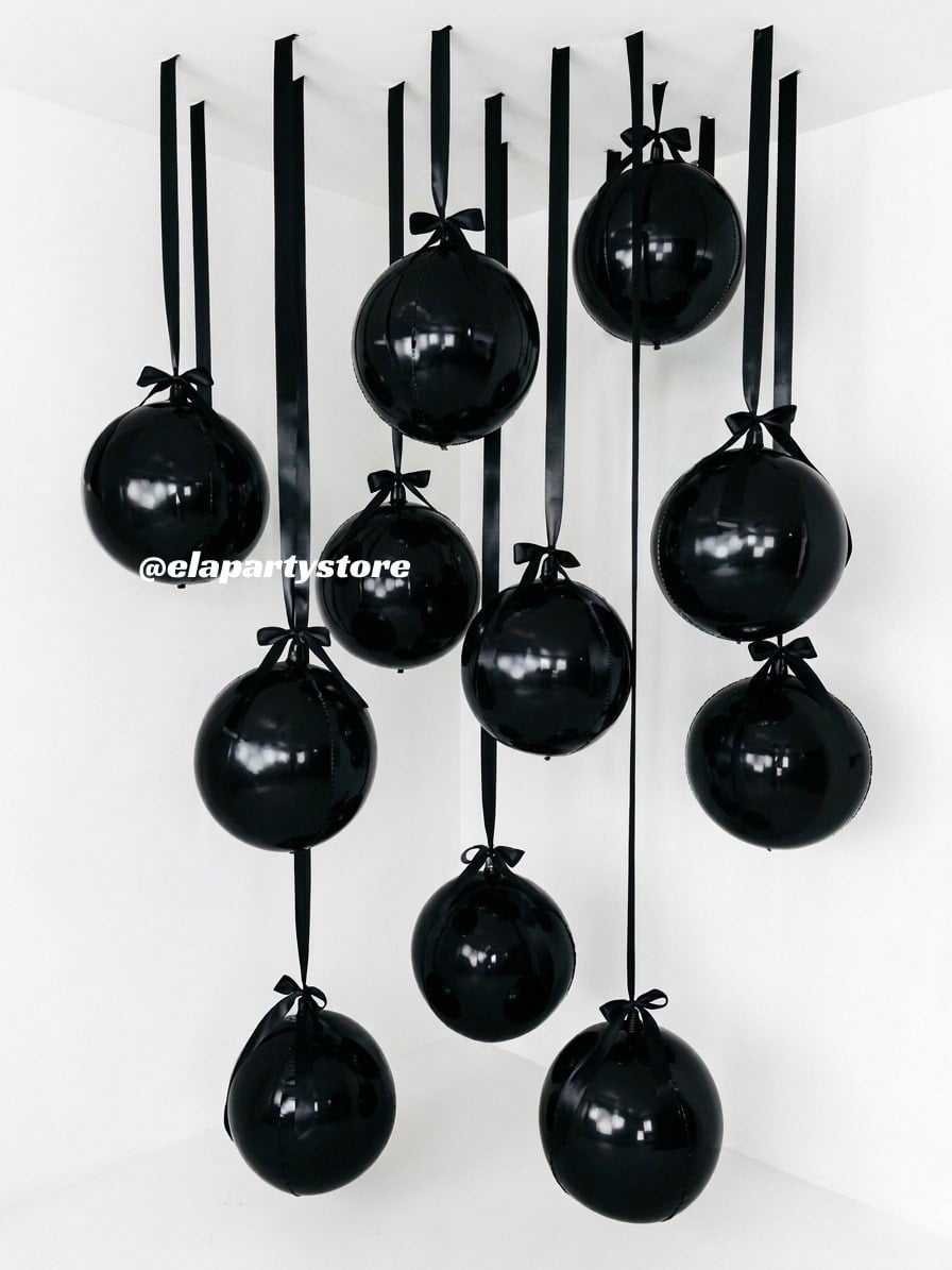 SİYAH 4D KÜRE FOLYO BALON SARKIT KONSEPT