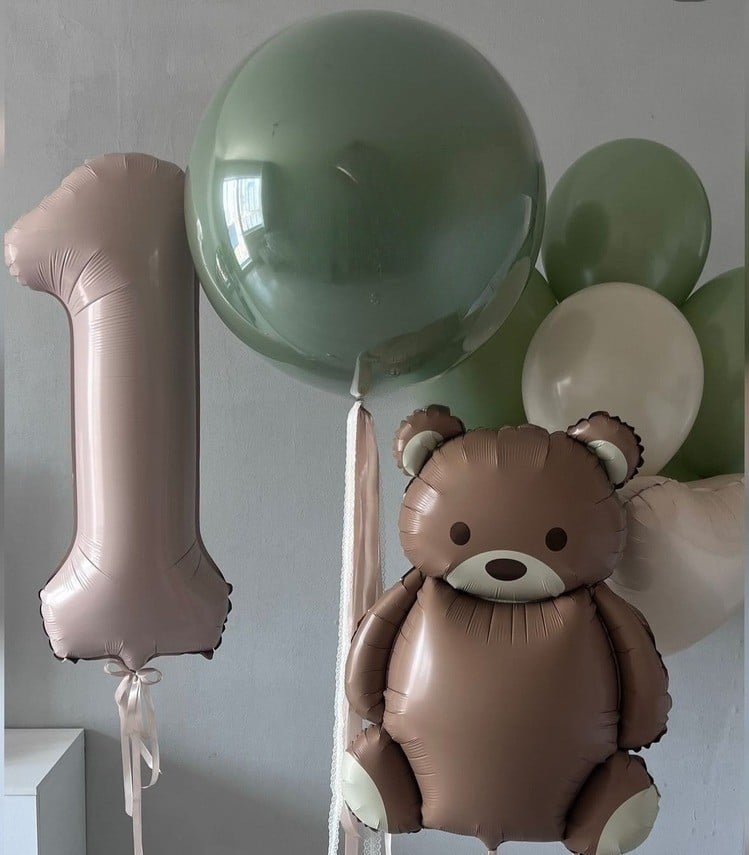 YEŞİL RETRO AYI FOLYO BALON KONSEPT