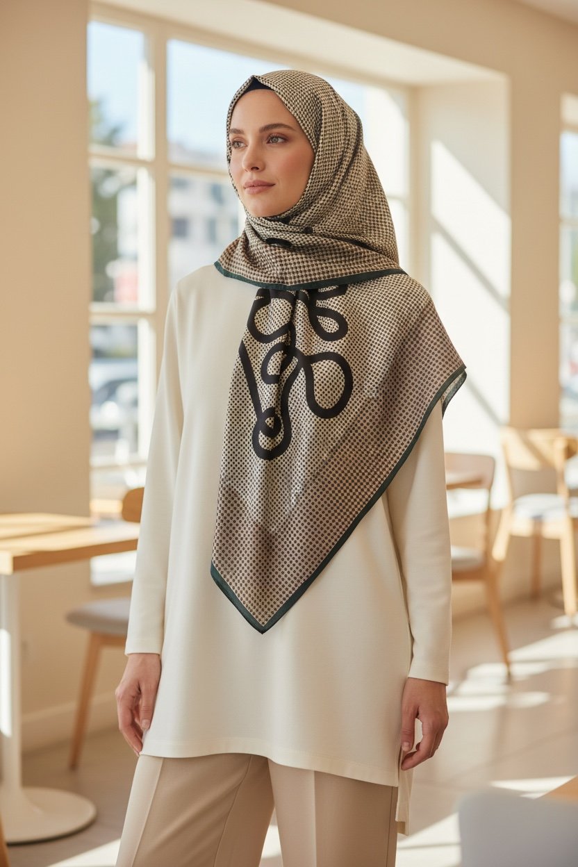 ✨ %100 Saf İpek Twill Eşarp - Özel Tasarım Tok Duruşlu ✨90x90