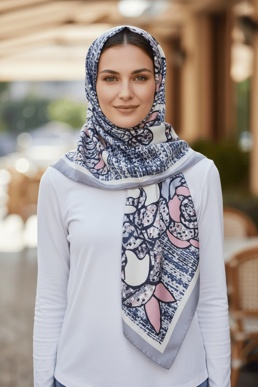 ✨ %100 Saf İpek Twill Eşarp - Özel Tasarım Tok Duruşlu ✨90x90
