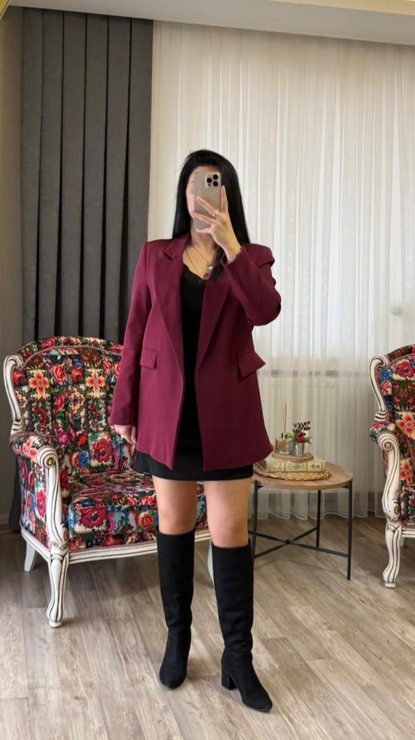 Bordo Blazer Ceket