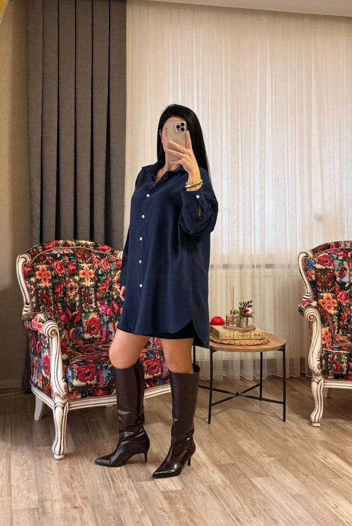 Lacivert Oversize Gömlek