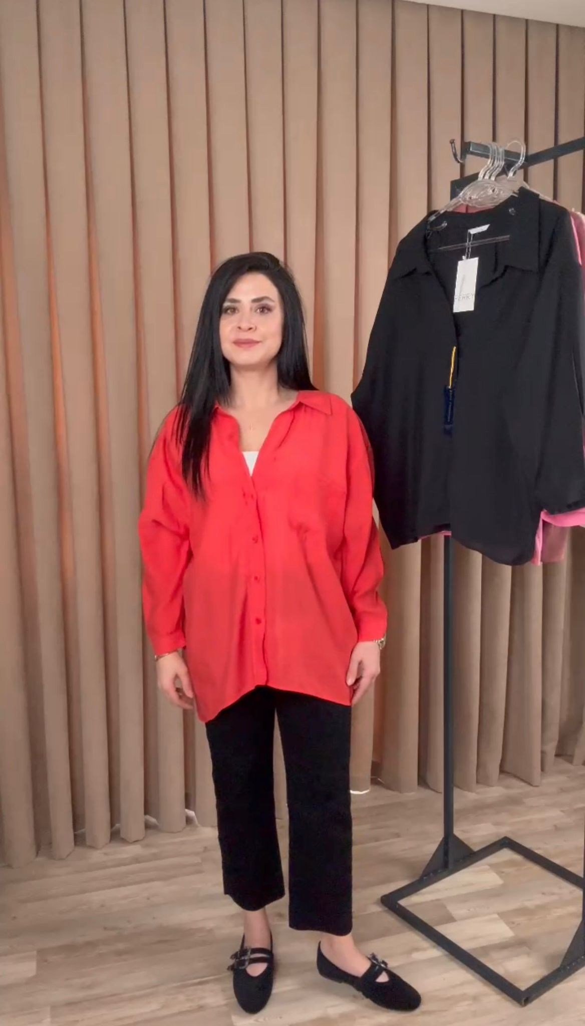 Premium Kırmızı Oversize Gömlek
