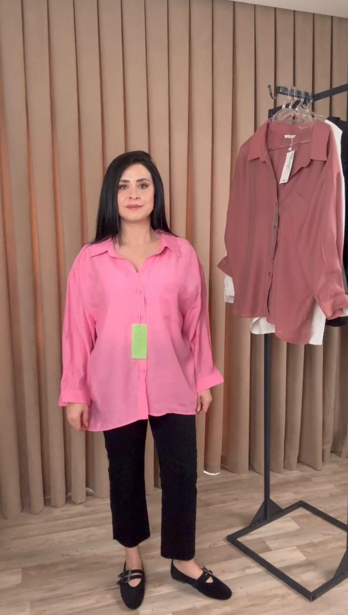 Premium Pembe Oversize Gömlek