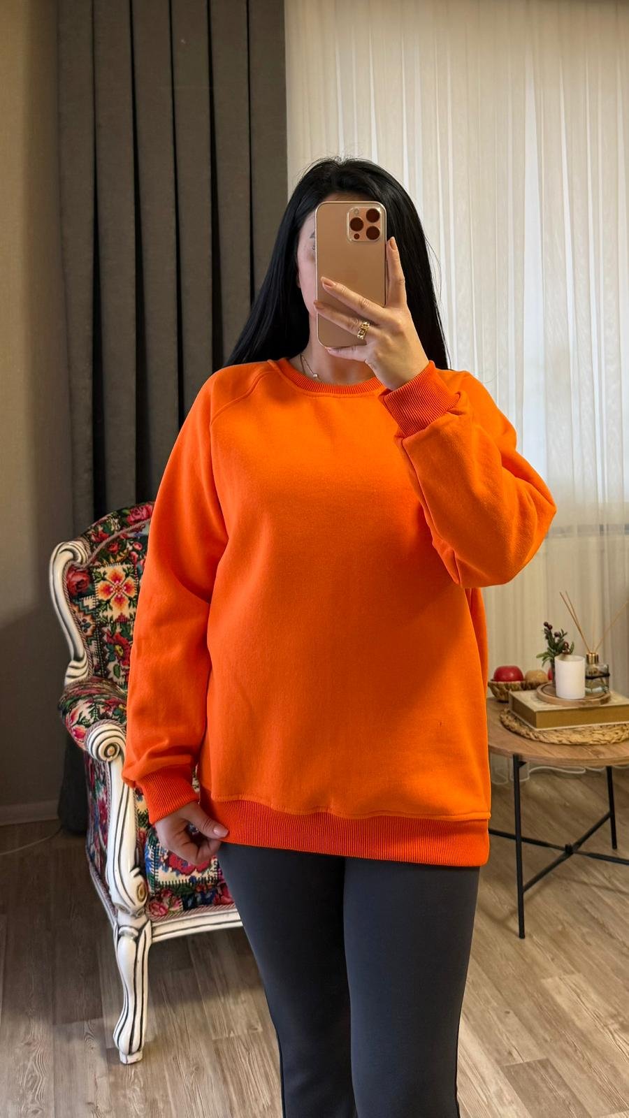 Turuncu Bisiklet Yaka Sweat