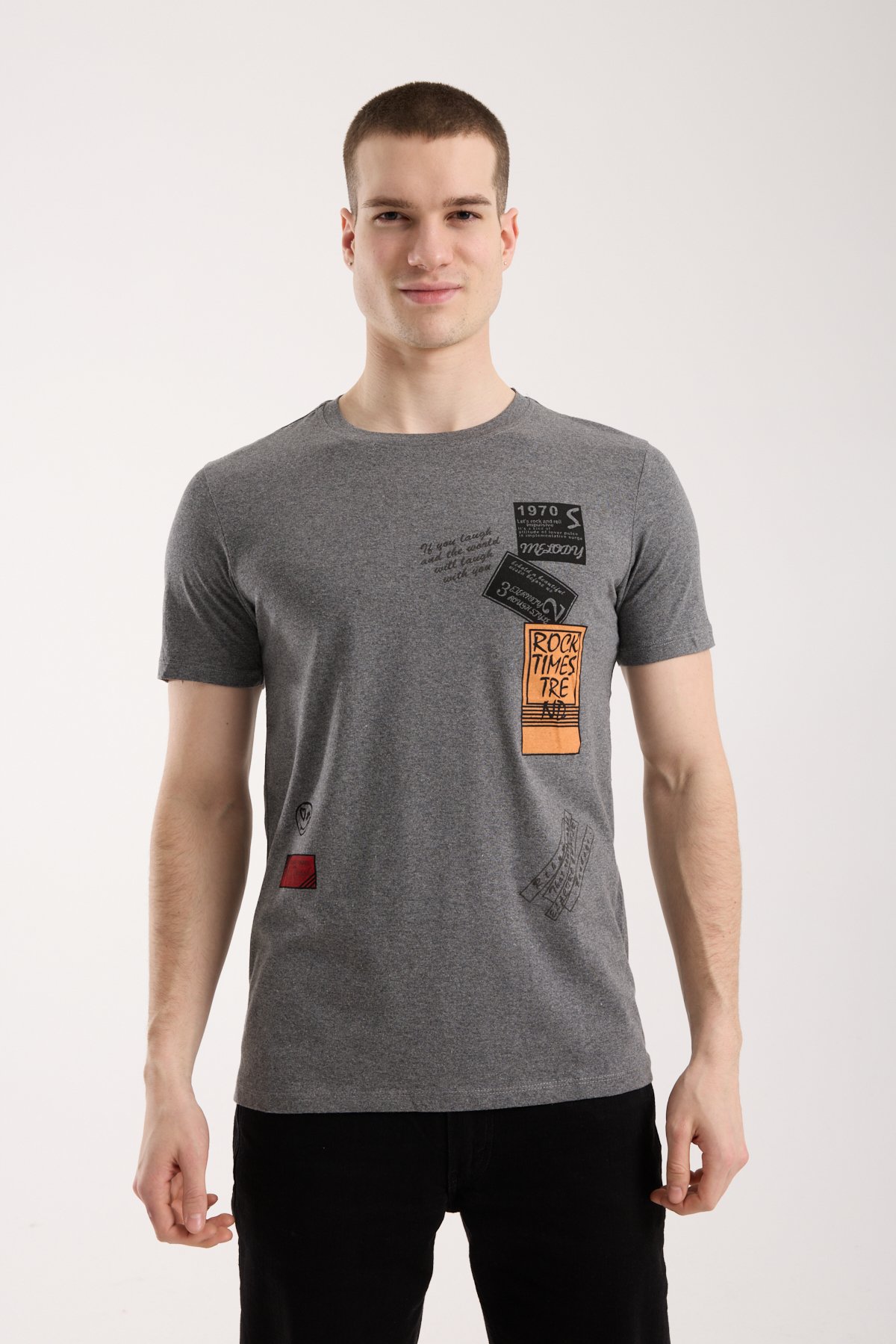 Erkek Grafik Baskılı T-Shirt Sportif Kesim Günlük Kullanım