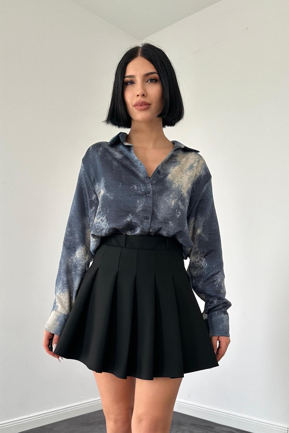 Gri Batik Desen Gömlek
