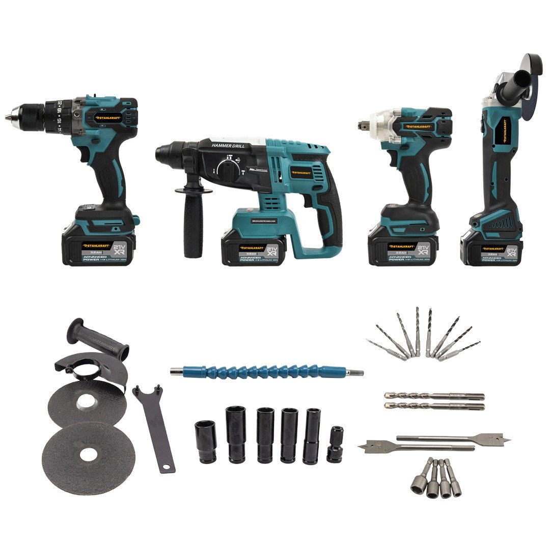 STAHLKRAFT STH 9944 M 4'lü Max Plus Set Torklu Somun Sıkma + Hilti + Matkap + Taşlama