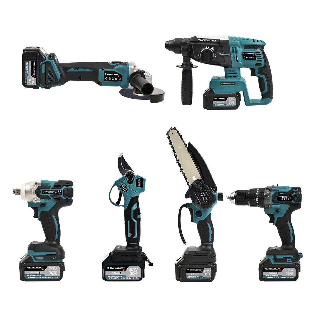 STAHLKRAFT STH 9947 6'lı MAX Plus Set Somun Sıkma + Hilti + Matkap + Taşlama + Budama Testere + Makas