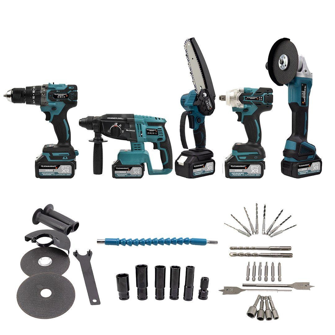 STAHLKRAFT STH M 9945 5'li Max Plus Set Torklu Somun Sıkma + Hilti + Matkap + Taşlama + Dal budama