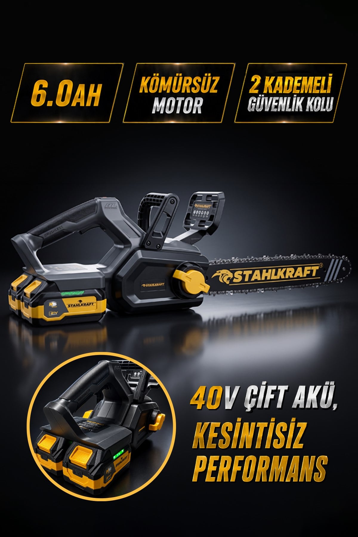 STAHLKRAFT H15 3840 Kömürsüz Motor 40V 6AH 41 cm (16