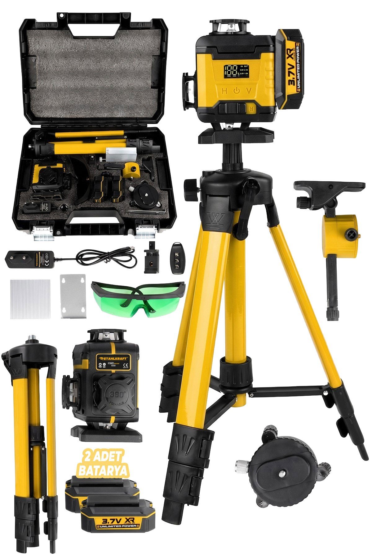 STAHLKRAFT STH 8861 S Çift Akülü 360° 16 Çizgi Otomatik Hizalamalı Tripodlu Lazer Hizalama Cihazı