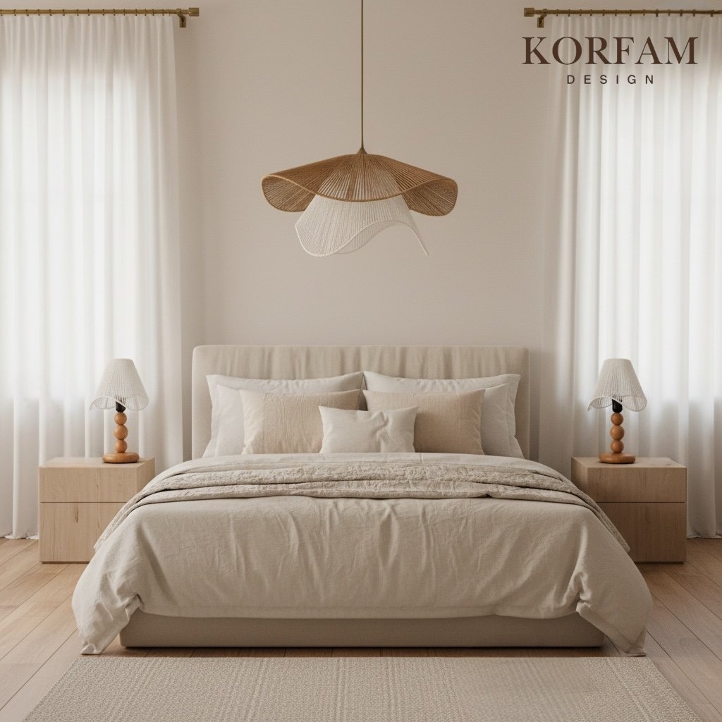 BREEZE Modeli Avize & Abajur Set - Hasır El Yapımı Bohem Avize 2'li Ahşap Ayaklı Rustik Abajur Set