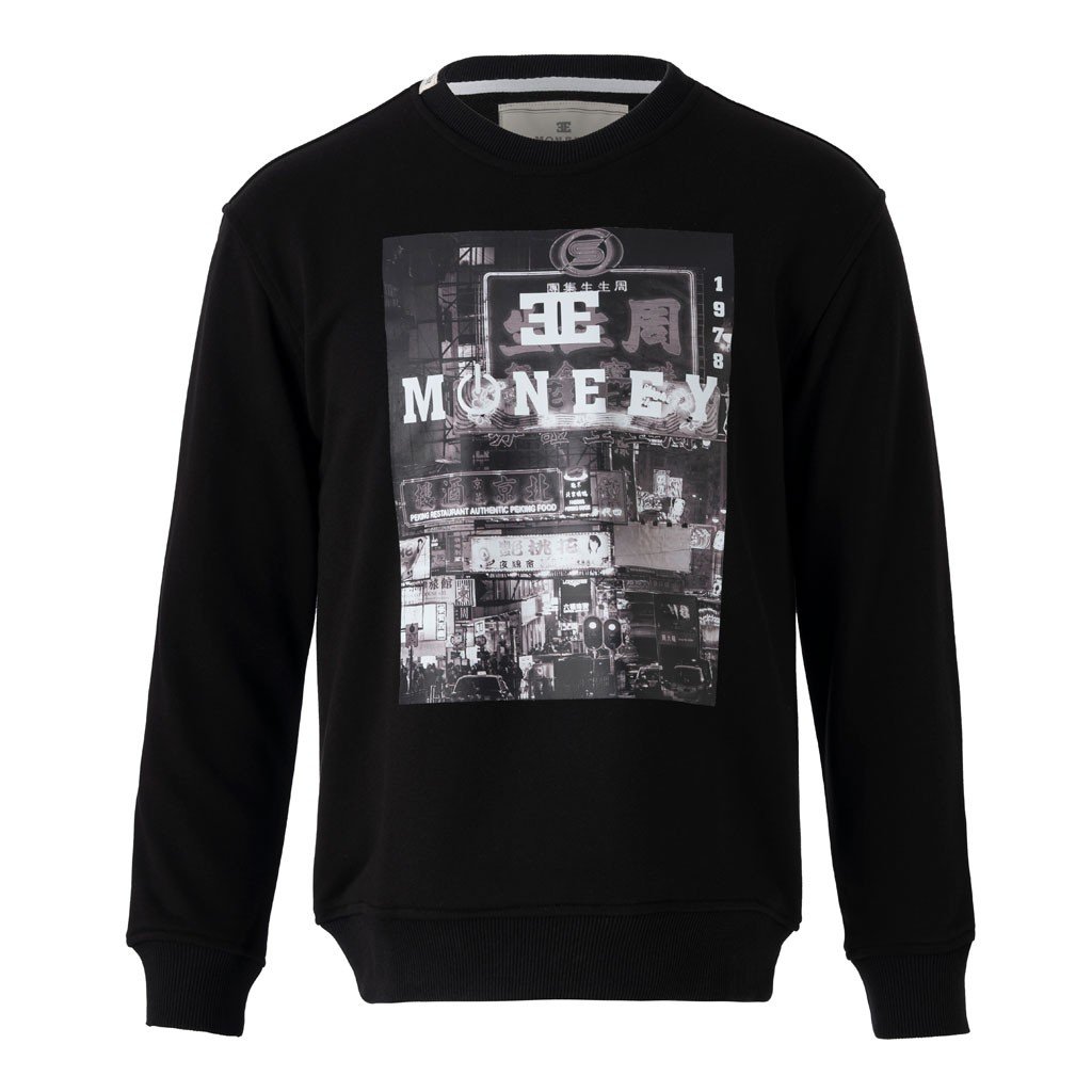 MONEEY SOKAK BASKI SİYAH SWEATSHİRT