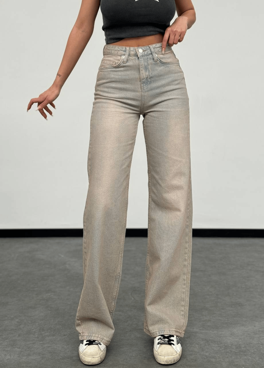 HerTon Geniş Paça Dirty Wash Jean