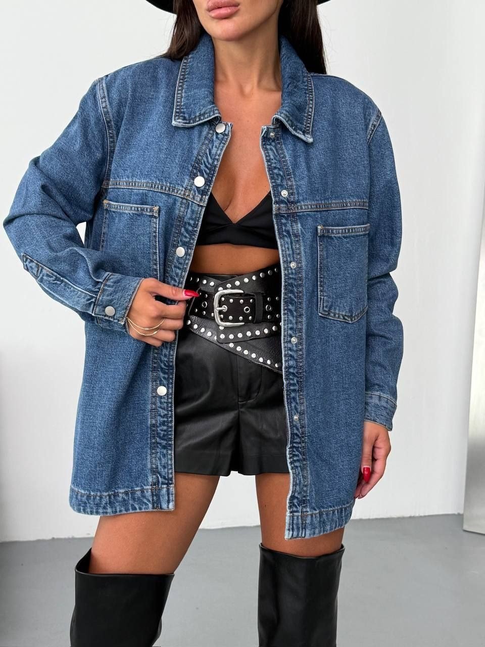 Kadın Oversize Jean Gömlek Ceket