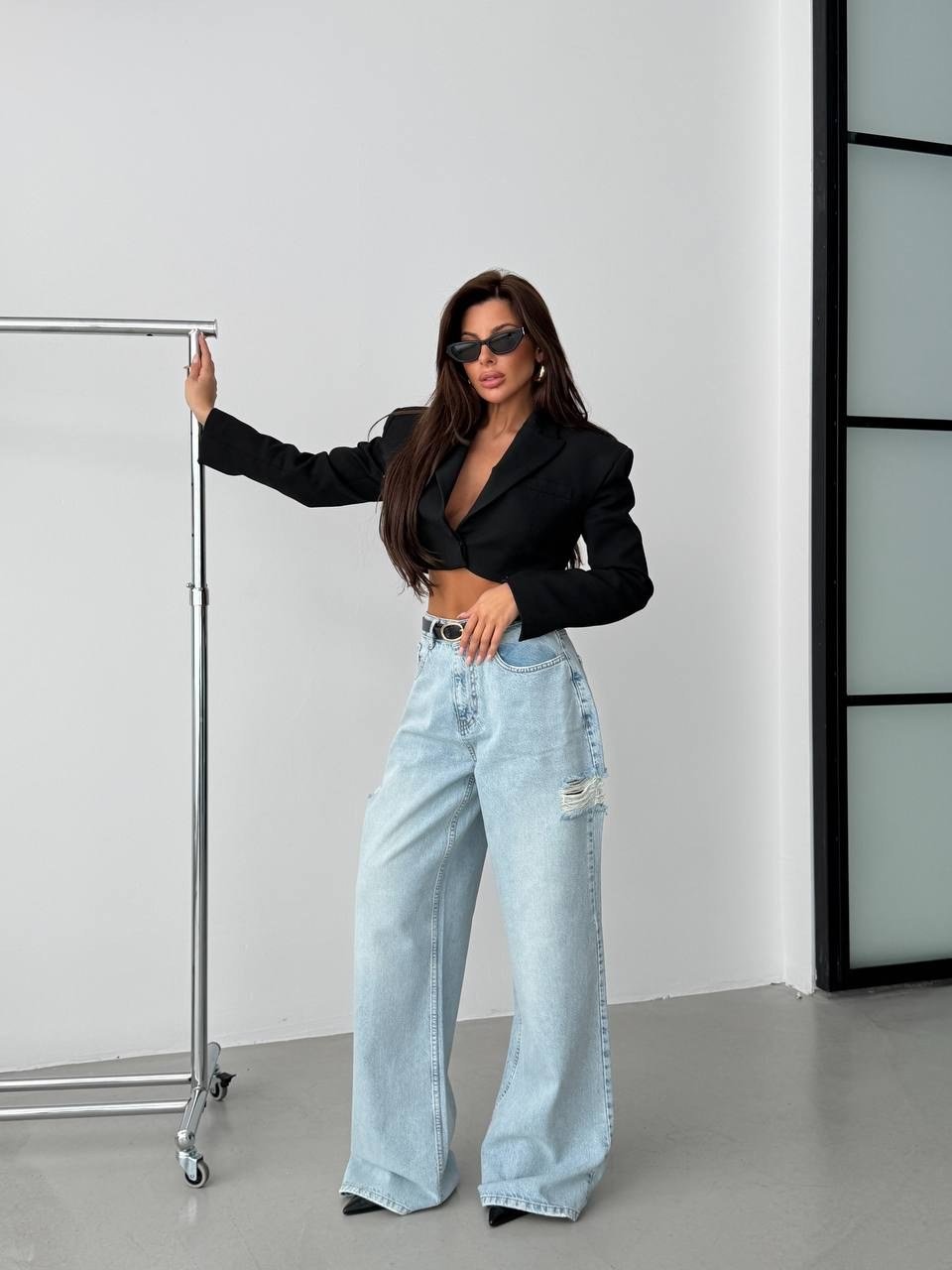 Kadın Yırtık Detaylı Wide Leg Jean - %100 Pamuk Bol Paça Jean Pantolon