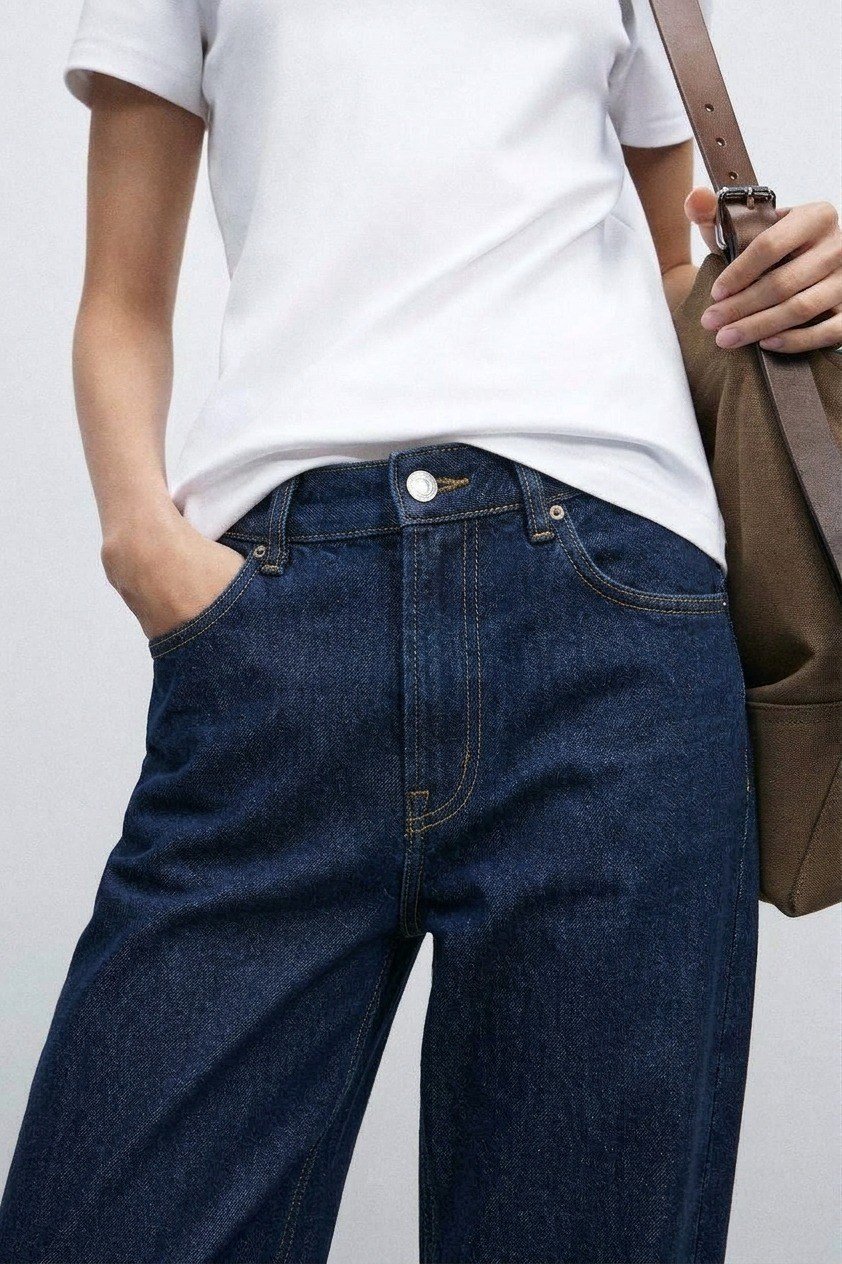 Kadın Yüksek Bel Wide Leg Jean Pantolon Bol Paça Jean Pantolon